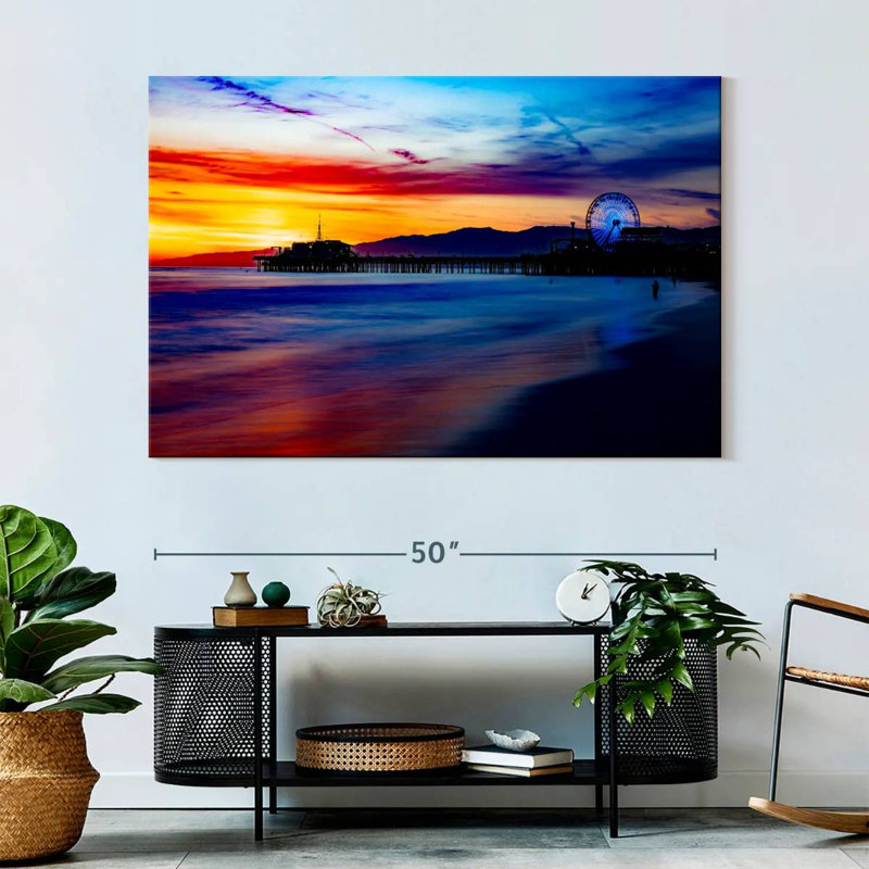 Gillard, Santa Monica, jetée, ciel, coucher de soleil, H 34 po x l 51 po