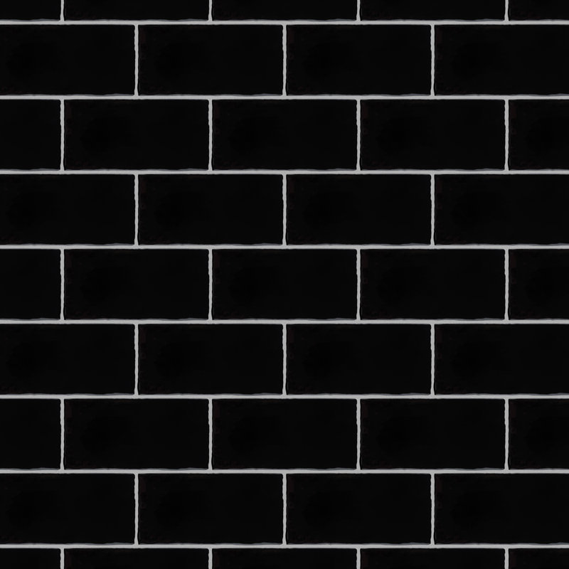 Castillo 3" x 6" Ceramic Brick Look Subway Wall Tile, Black