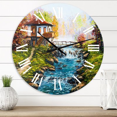 Maison traditionnelle bulgare et rivière - horloge murale Lake House