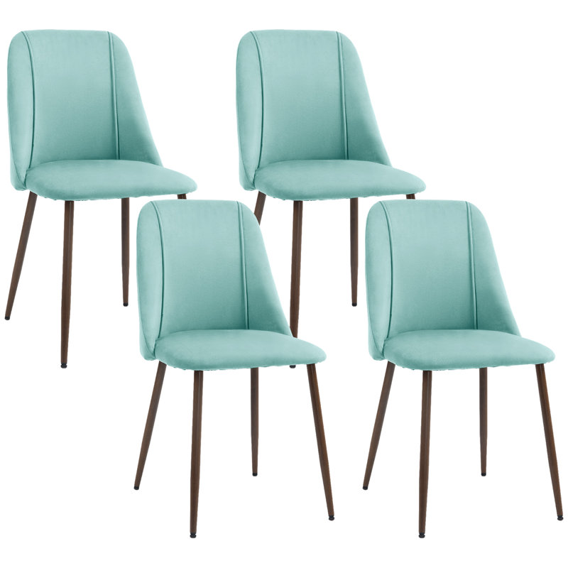 Ensemble de 4 chaises de salle à manger, chaise d'appoint en velours, vert clair