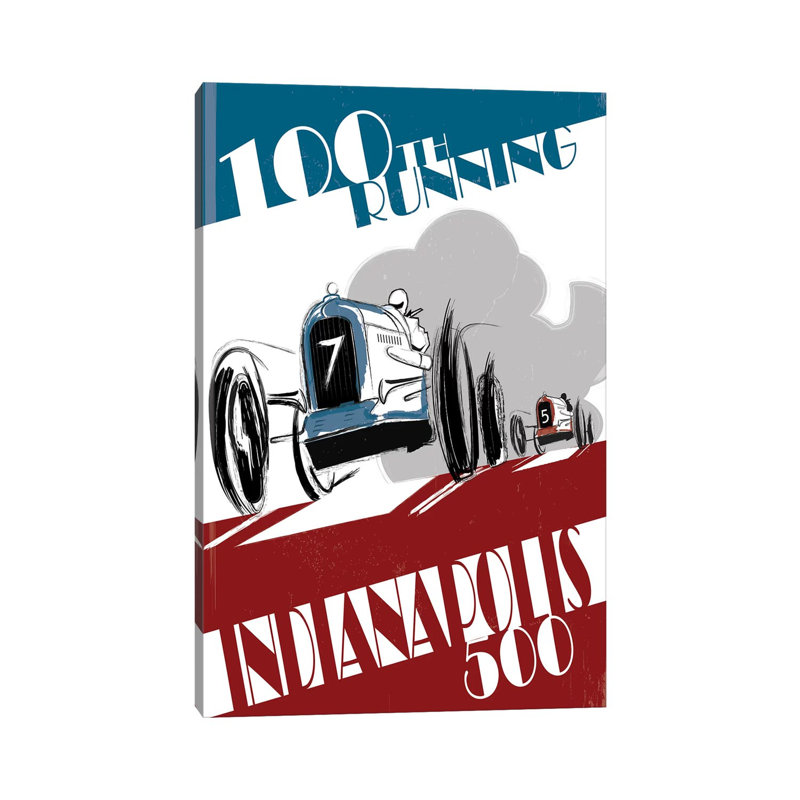 Impression graphique Indy 500 par Fly, Pas de tapis, H 60 po x l 40po x P 1,5 po, Toile tendue