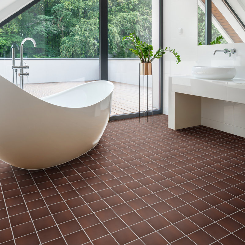Quarry 6" x 6" Ceramic Wall & Floor Klinker Tile, Flame Red