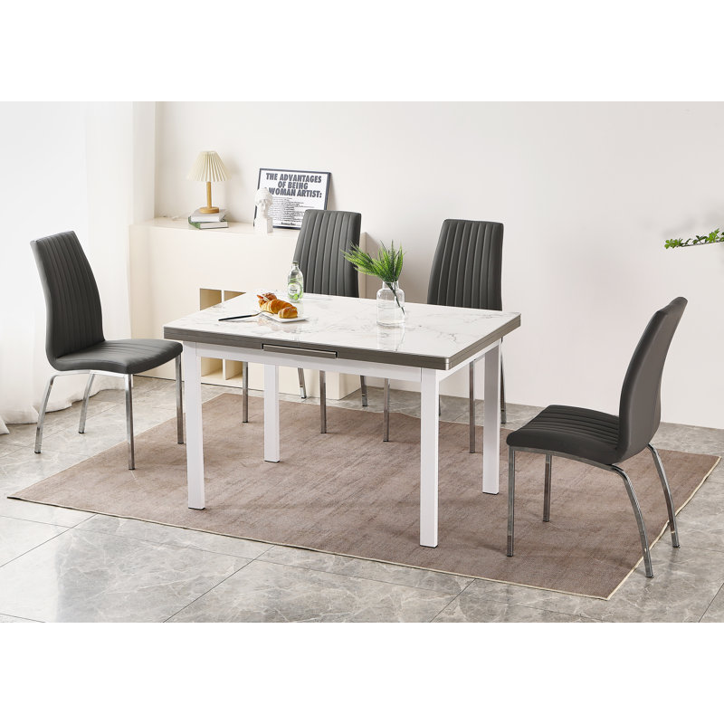 Jade Extending Dining Table With 4 Modalux Chairs, Grey