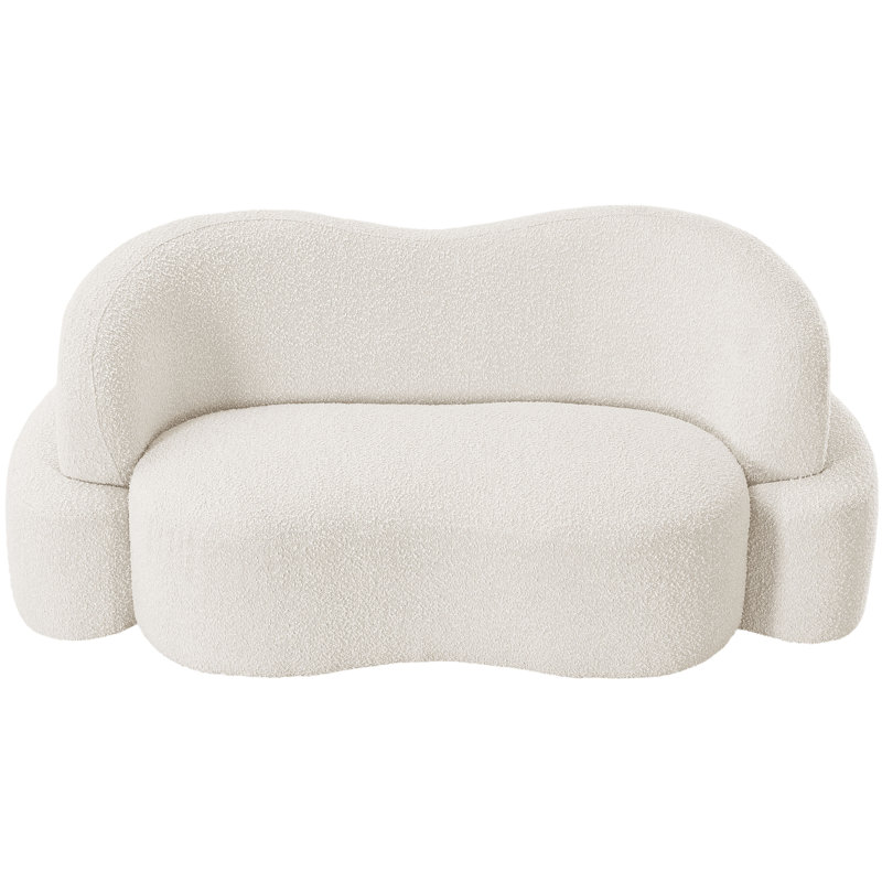 Causeuse rembourrée 68 po Hooda, Tissu crème bouclé