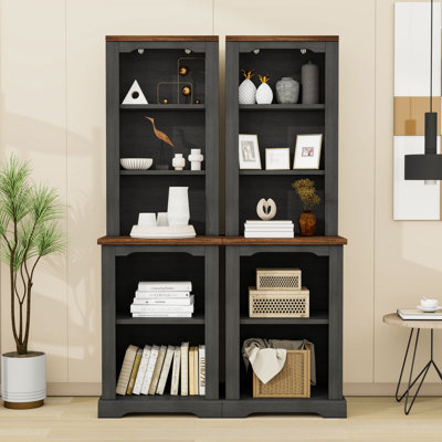 Wooden Tall Cabinet with Storage Shelves