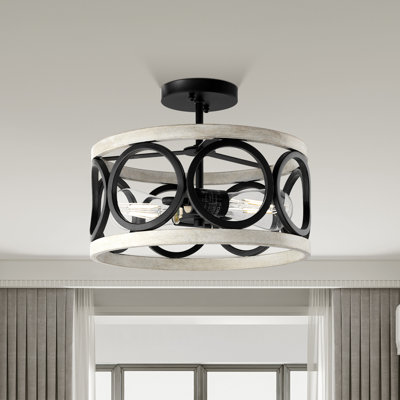 Devids 2 - Light 13'' Black and White Semi Flush Mount