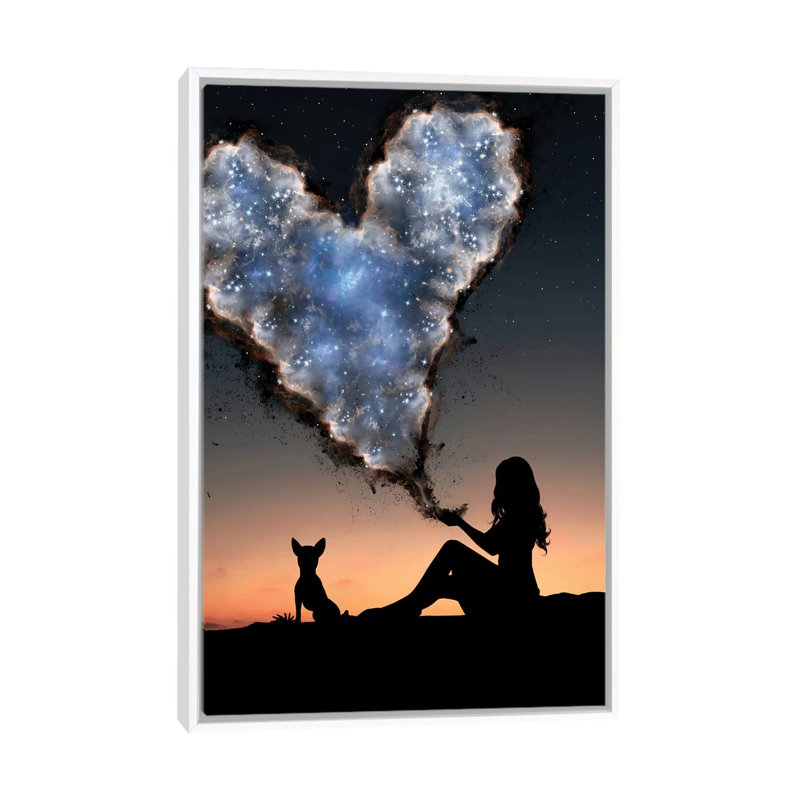 "Heart" par Abdullah Evindar-impression d’art graphique, Pas de tapis, H 26 po x l 18 po x 1,5 po, Toile blanche encadrée