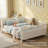 Low Profile Montessori Floor Bed with Safety Rails, Easy Climb Kids Platform Bed Frame with Removable Guardrail & Wood Slat Support, White, Full-1292489134-1292489135