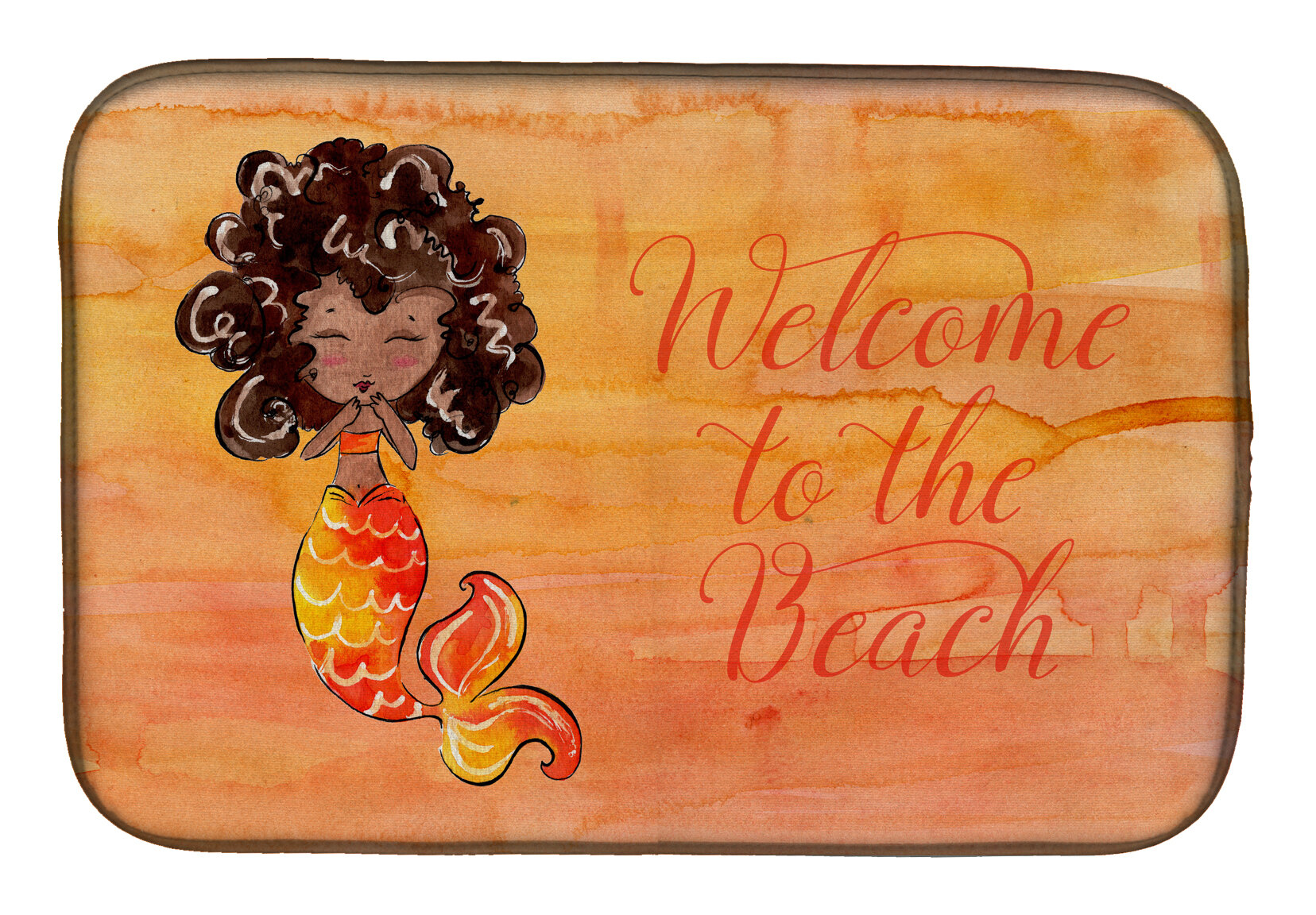 Caroline's Treasures Mermaid Welcome Purple Dish Drying Mat 