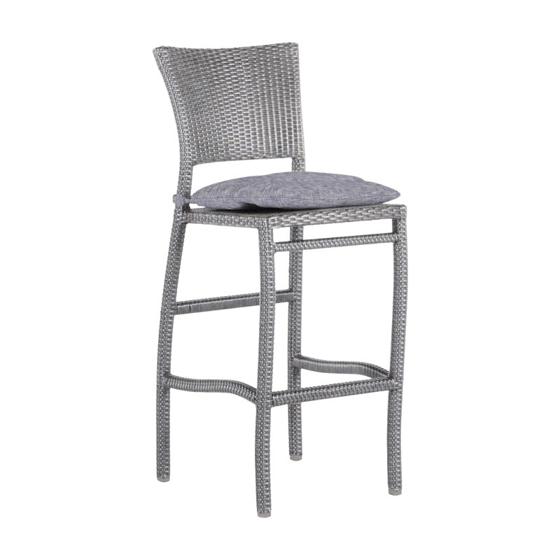 Skye Woven 30" Bar Stool - Oyster, Athena #24 Oyster, Rollo Silver InsideOut® Linen, No Welt