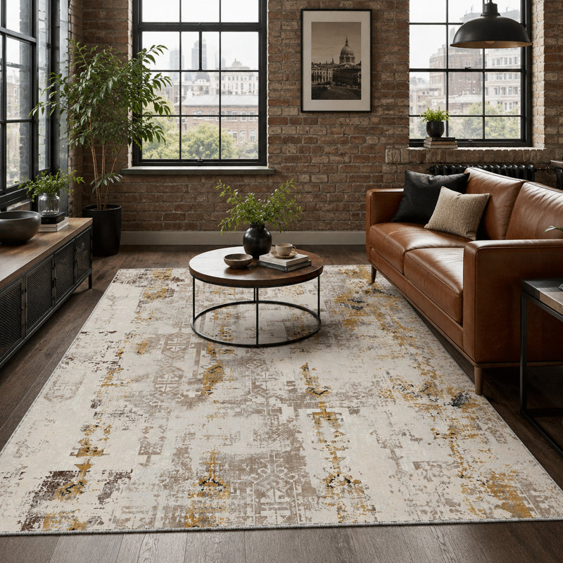 Vintage Look Cotton and Chenille Flatweave Area Rug, 200 cm round