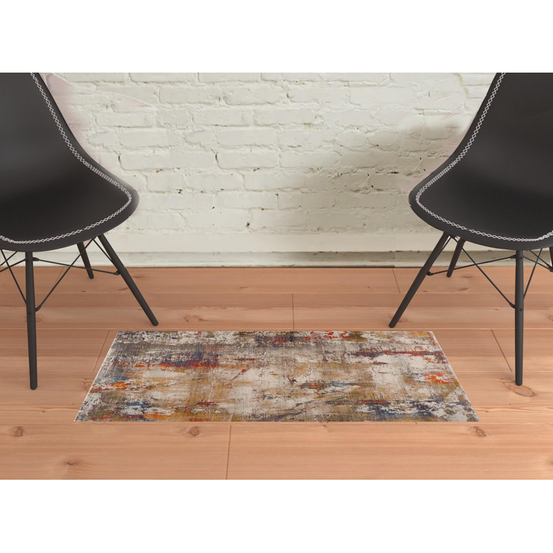 Tapis abstrait moderne délavé, Rectangle de 2 pi x 3 pi