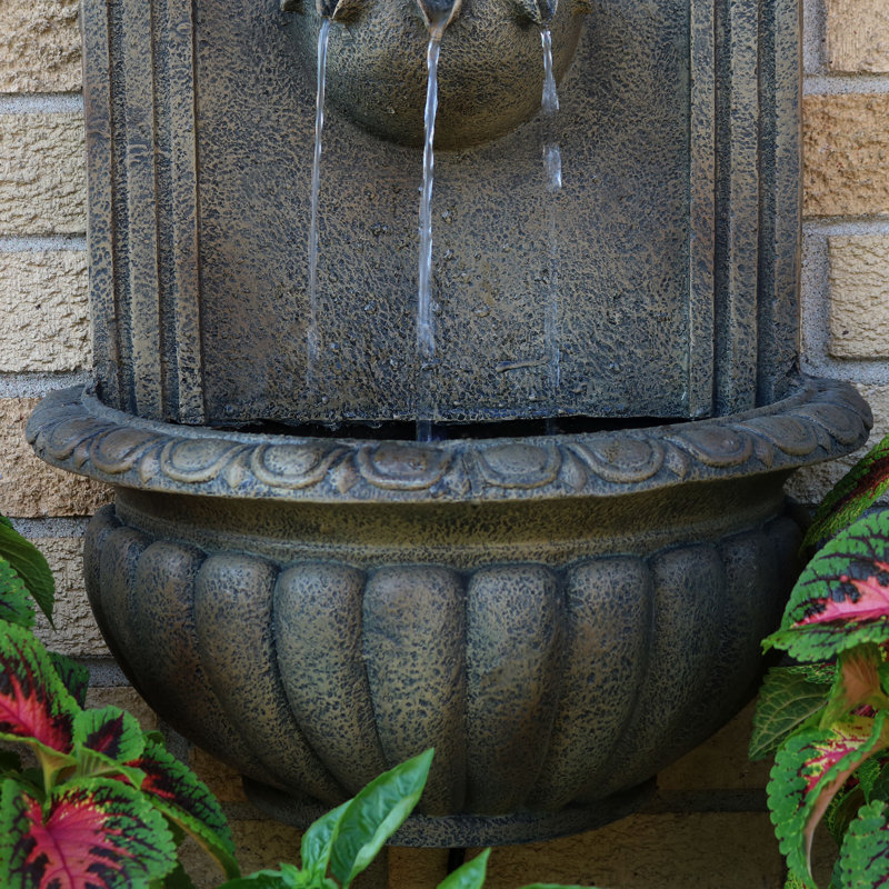 Florence Polystone Outdoor Garden Wall Fountain, Beige