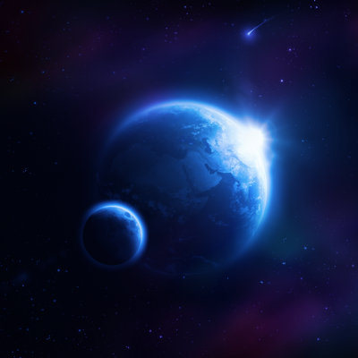 Planet Earth and moon