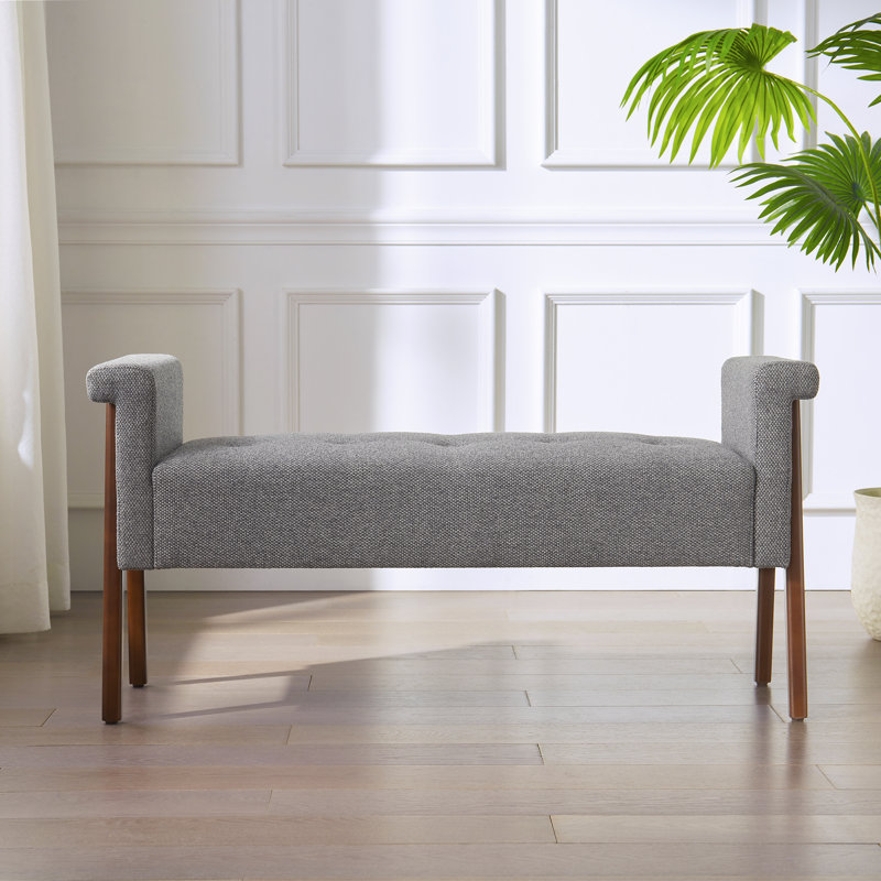 Banc rembourré en mélange de polyester Lovice, Gris