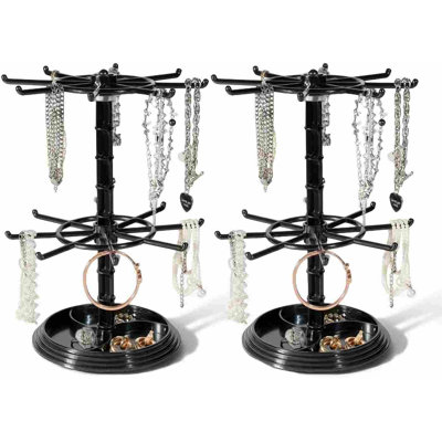 Présentoir à bijoux rotatif à 2 niveaux 2 pièces, support à collier, support pour arbre à bijoux, organisateur de bricolage pour bracelets, colliers, boucles d'oreilles, bagues, montres (2 pièces)