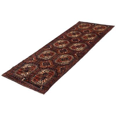 One Of Kind Handmade Melis Vintage Brown, Copper Rug 3'5" x 9'11"