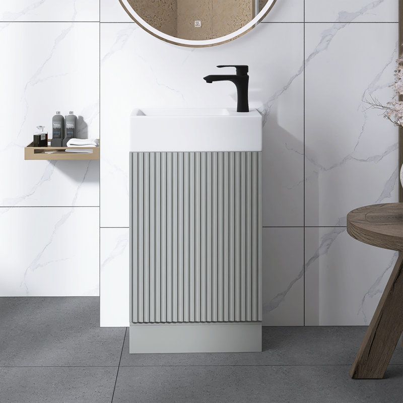 Meuble-lavabo sur pied 19 po avec lavabo, Gris