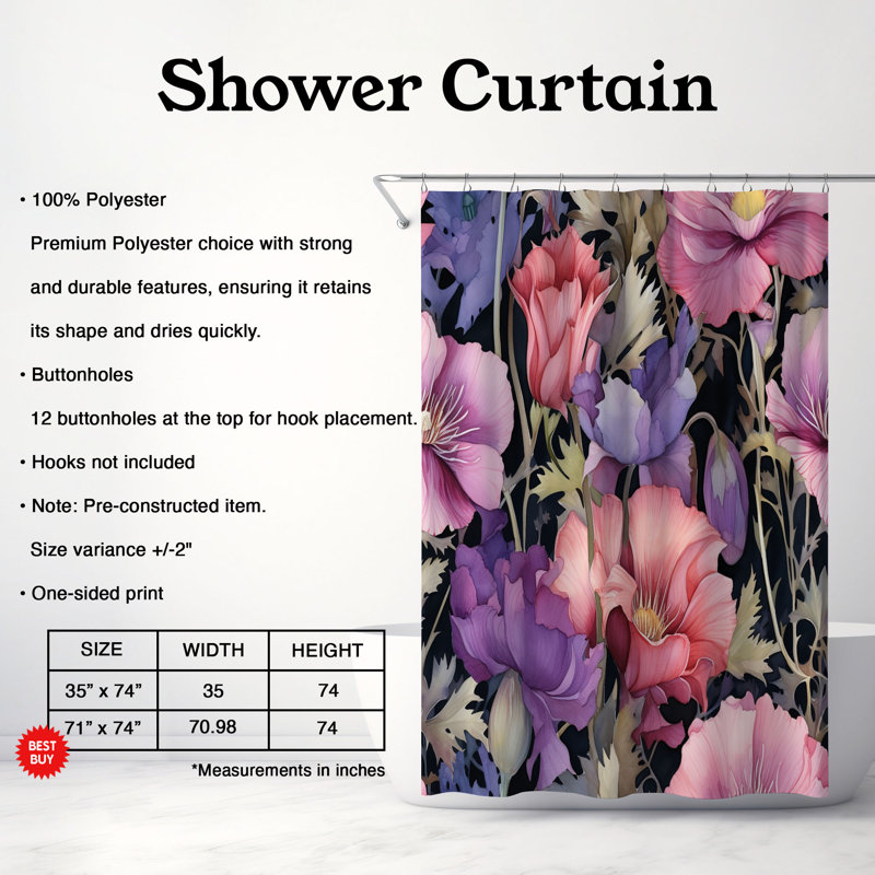 Rideau de douche standard 1 pièce Soft Flow, H 74 po x l 71 po
