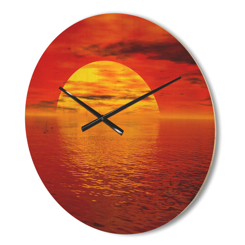 Horloge murale soleil tombant sur l'océan, Moyenne