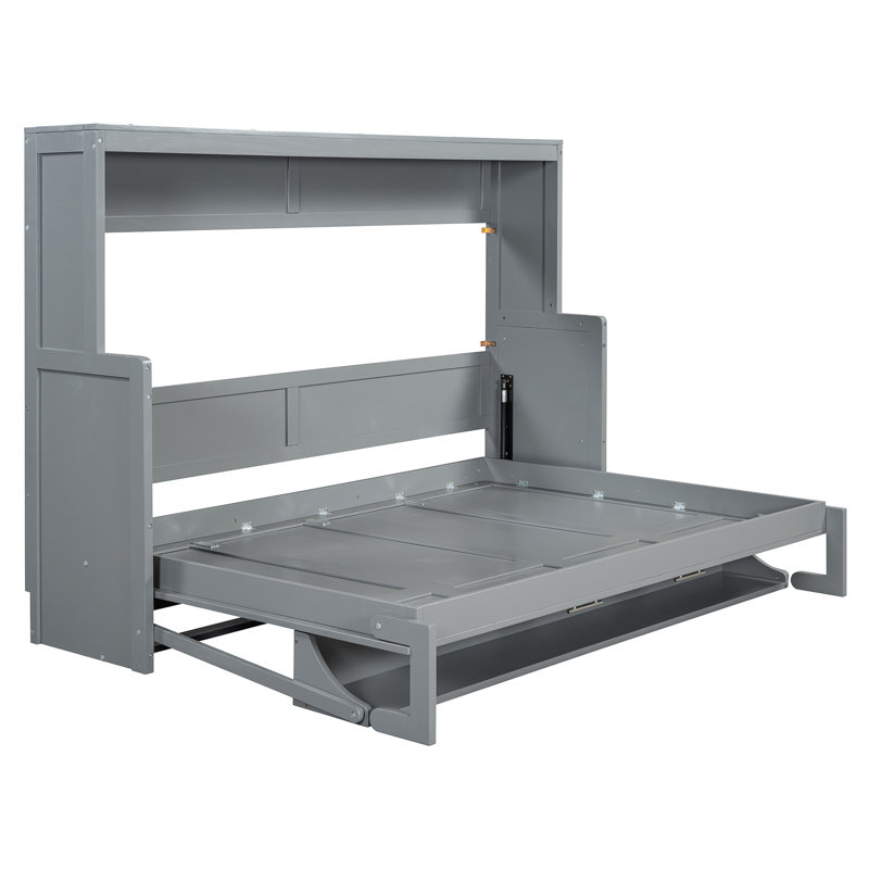Lit relevable hydraulique gris avec bureau - Améliore l'efficacité de la pièce et offre une solution de vie pratique