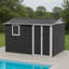 Abri de jardin gris Apex, 10 x 8/10 x 12, structure en aluminium, 4 fenêtres, porte verrouillable, coffre à outils en métal-138118749