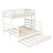 Wood Twin XL over Queen Bunk Bed with Trundle and Ladder,Can be Separated into 3 Beds,White-1443511531