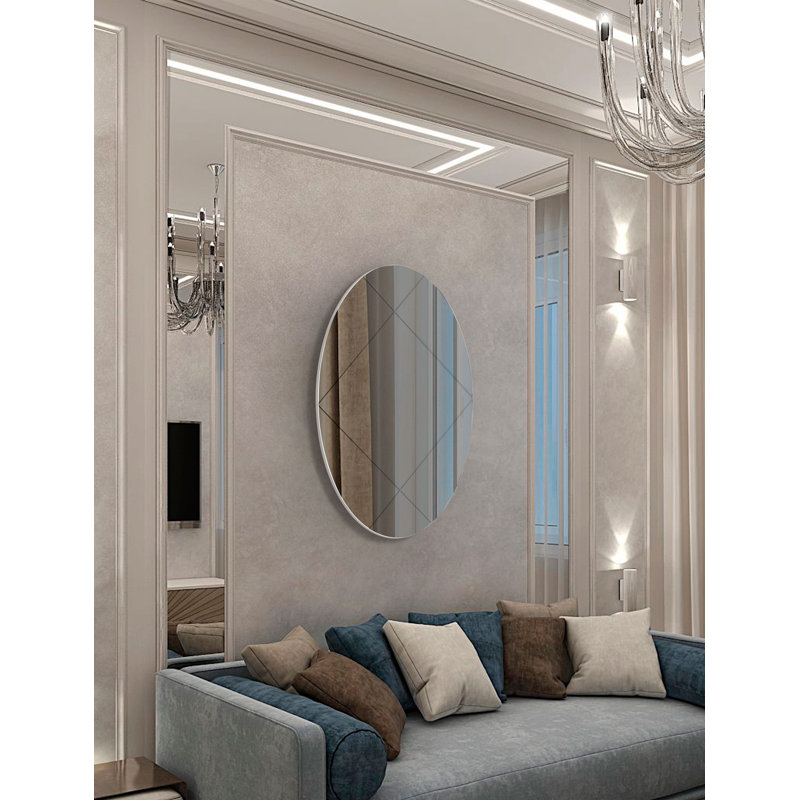 Decorative Oval Wall Mirror, 24" H x 24" W x 1" D