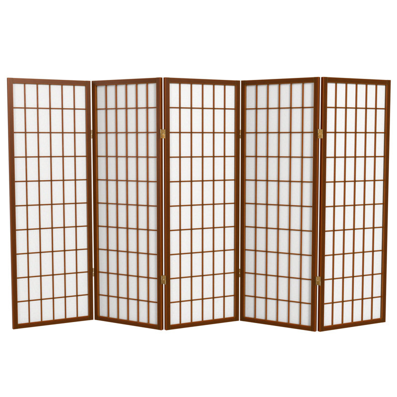 Écran court Shoji 50,75 "Alex, Noyer, 5 panneaux