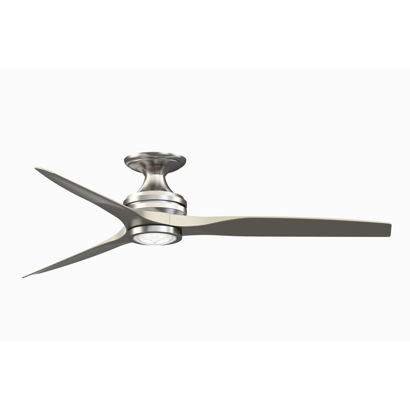 Ventilateur de plafond encastré intérieur / extérieur Spitfire 60 po avec lumière DEL et télécommande, Nickel brossé