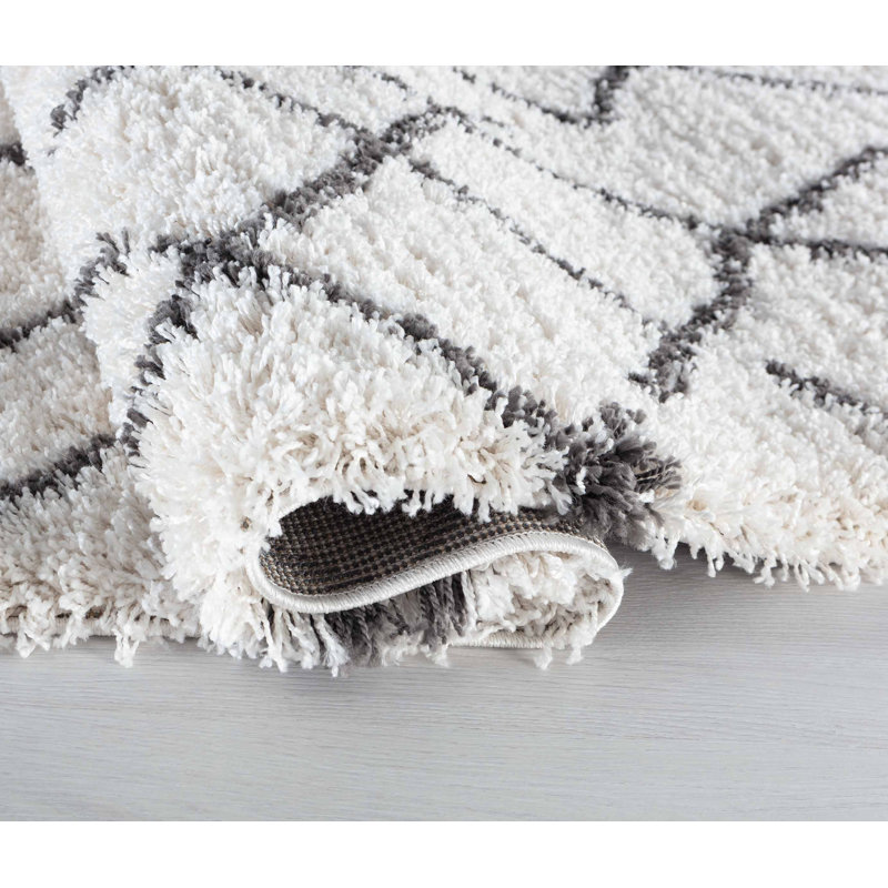Tenny Geometric Shag Area Rug, Rectangle 80 x 150cm