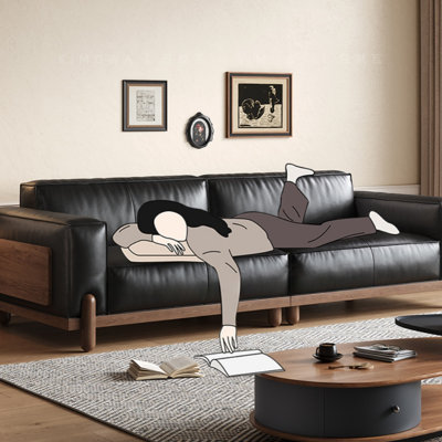 Minimalist Tofu-Block Mid-Century Straight Sofa