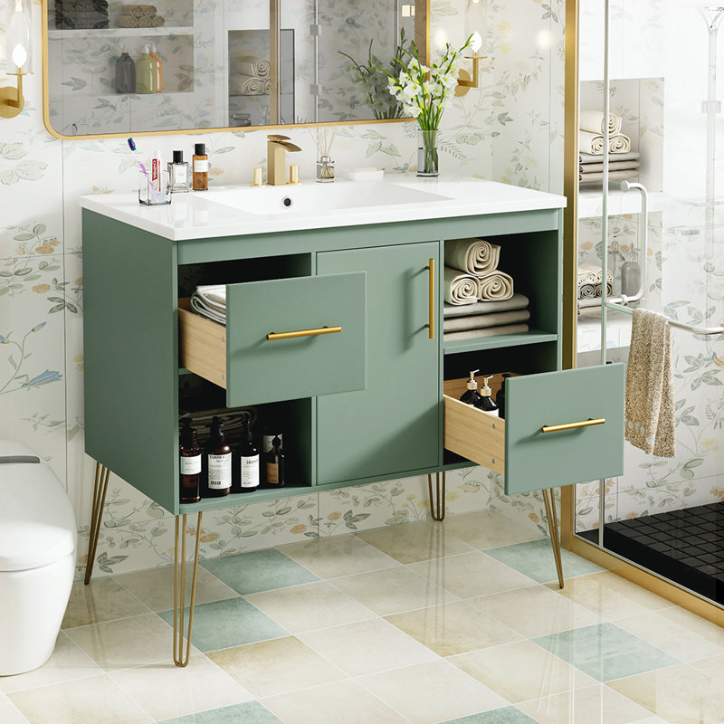Ensemble de meuble-lavabo de salle de bain avec lavabo en résine