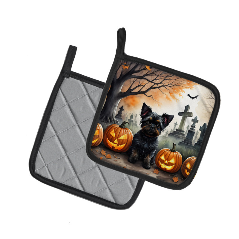 Paire de porte-casseroles Affenpinscher Spooky Halloween