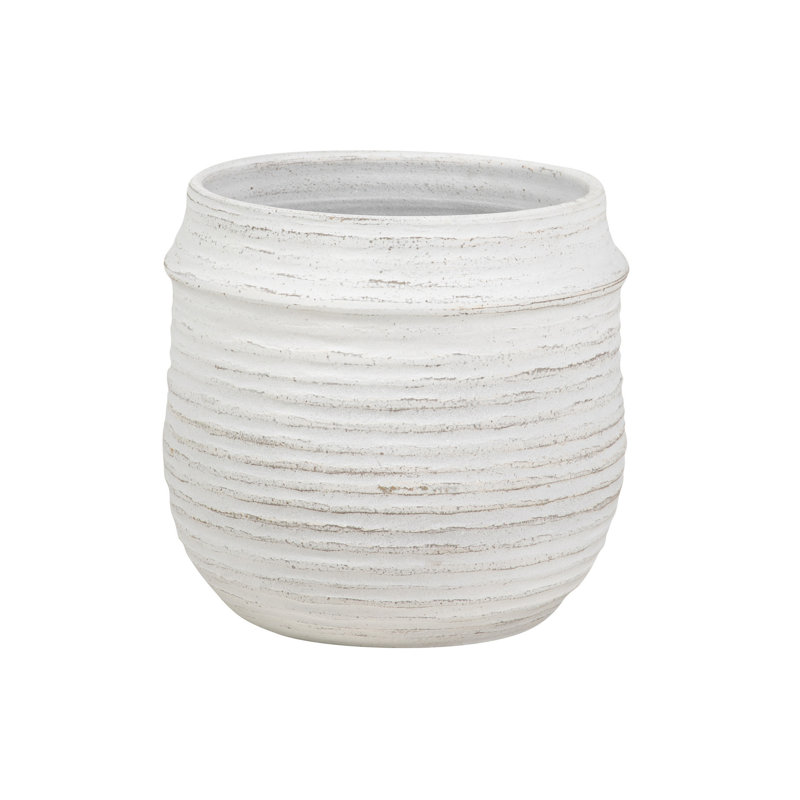 WHITE CERAMIC POT, 38cm H x 39cm W x 39cm D