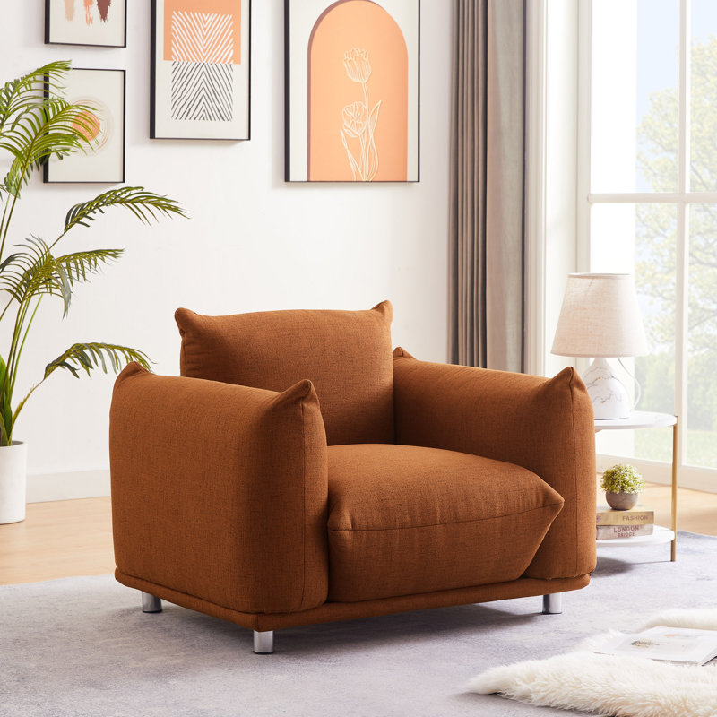 Fauteuil d'appoint Accent Chair, Rust Red Cotton Linen