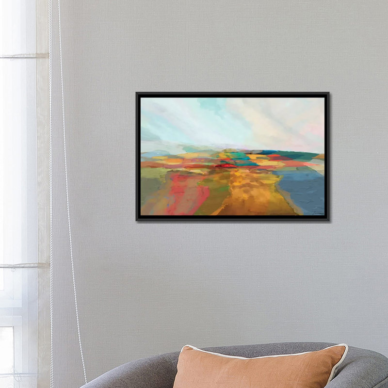 « cascade ii », impression sur toile, H 18 po x l 26 po x P 1,5 po, Toile avec cadre noir, Pas de tapis