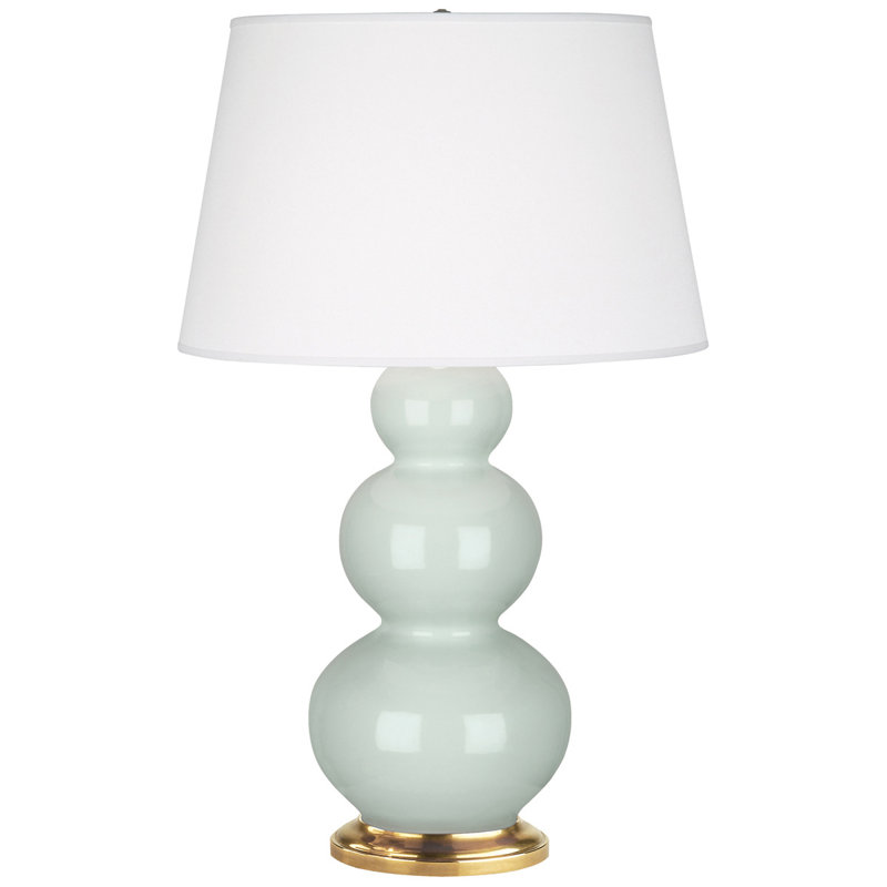 Ceramic Table Lamp, 32.75" H x 10" W x 10" D, Celadon Glazed Ceramic/Antique Natural Brass