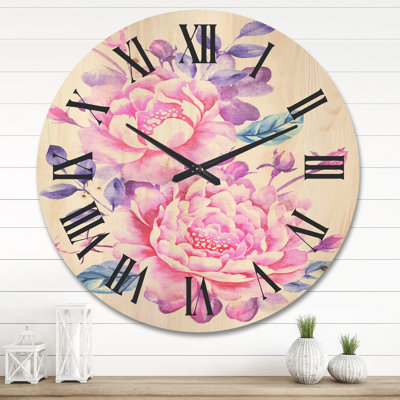Horloge murale fleurs avec feuilles