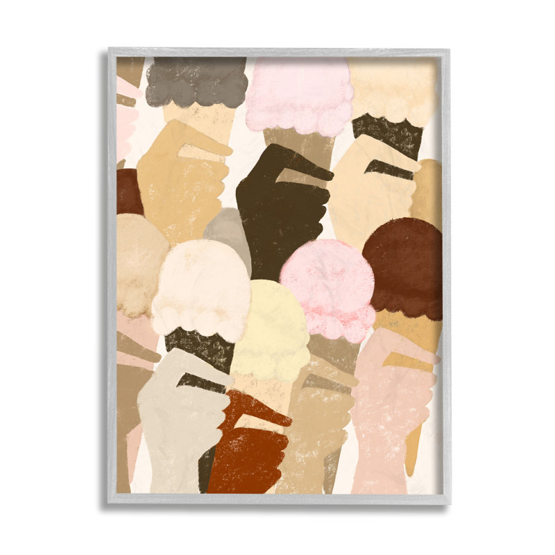 «Hands Hold Ice Cream» par Daphne Polselli - reproduction d'art, H 20 po x l 16 po x P 1,5 po, Estampe numérique Farmhouse