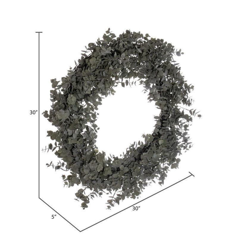 Faux Eucalyptus Wreath, 30" H x 5" W x 30" D