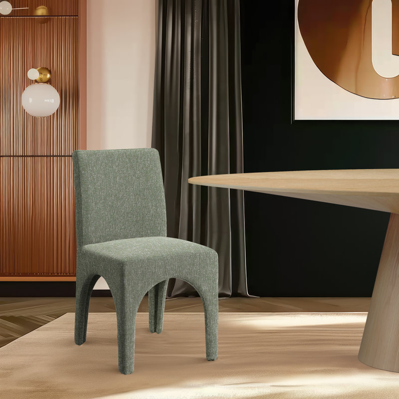 Gramercy Linen Textured Fabric Dining Chair, Green Linen Textured Fabric