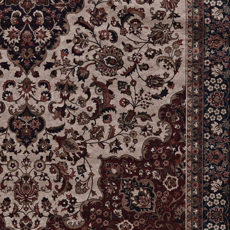 Tapis crème et rouille tissé à plat à la machine avec envers antidérapant Emanuel, Rectangulaire 5 pi x 7 pi