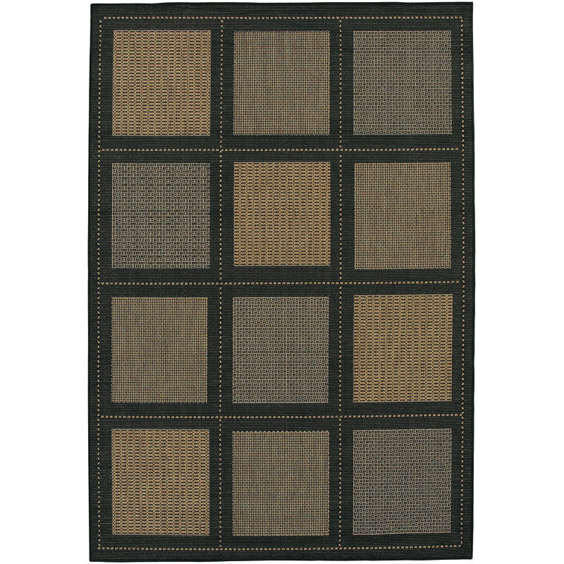 Tapis intérieur / extérieur noir Sania, Rectangle 2 pi x 3 pi 7 po