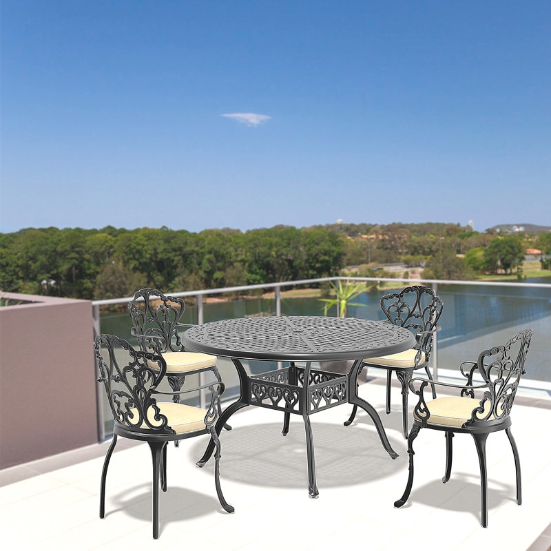 Cast Aluminum Patio Furniture With Cushions, 4