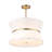 3-light 18" Wide Gold Drum Mini Pendant Light With White Fabric Shade