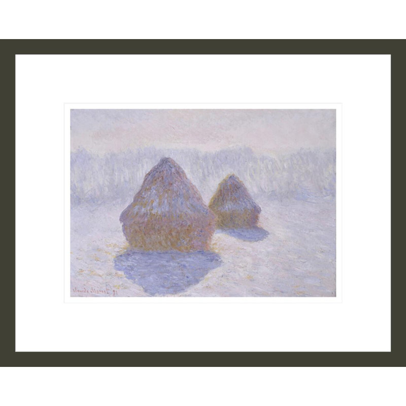 Bottes de foin (effet de neige et de soleil) par Claude Monet, impression giclée encadrée, H 13,53 po x l 16,75 po