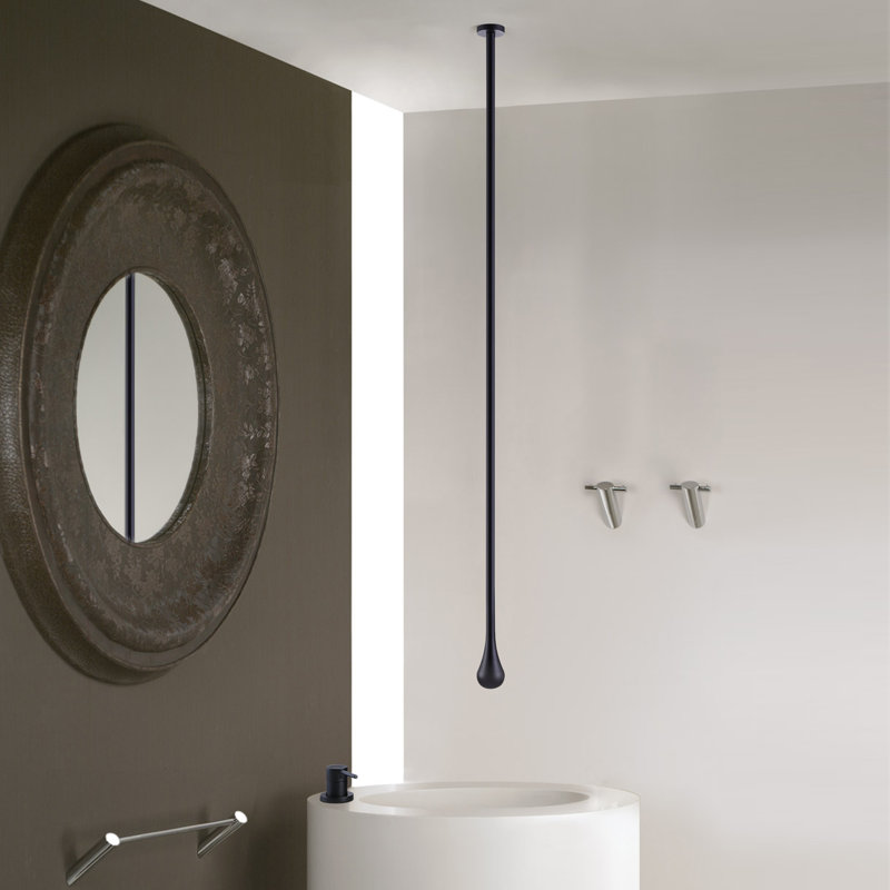 Robinet pour salle de bain à poignée simple 63 po H, Noir mat