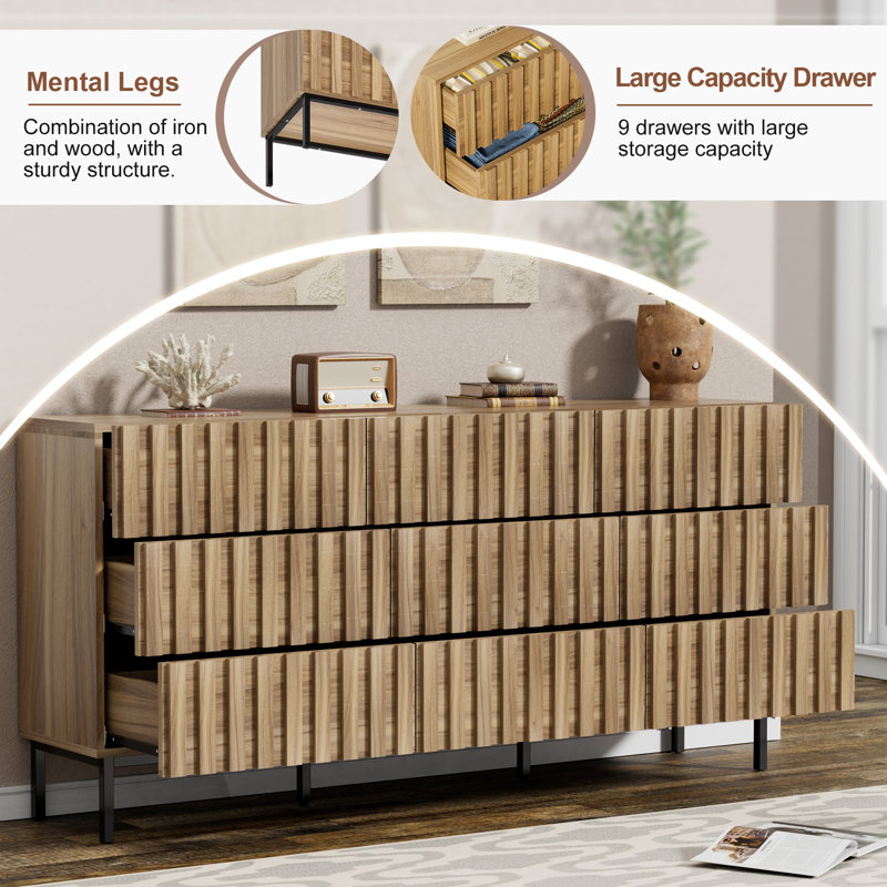 Sevyn 59.1'' W 9 - Drawer Dresser, Natural