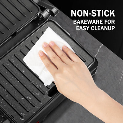 Presse à griller Panini - 2 tranches, ouverture à 180 °, plaques antiadhésives pour les grillades polyvalentes, le grillage et la cuisson, facile à nettoyer, parfaite pour les cuisines domestiques, 850 W